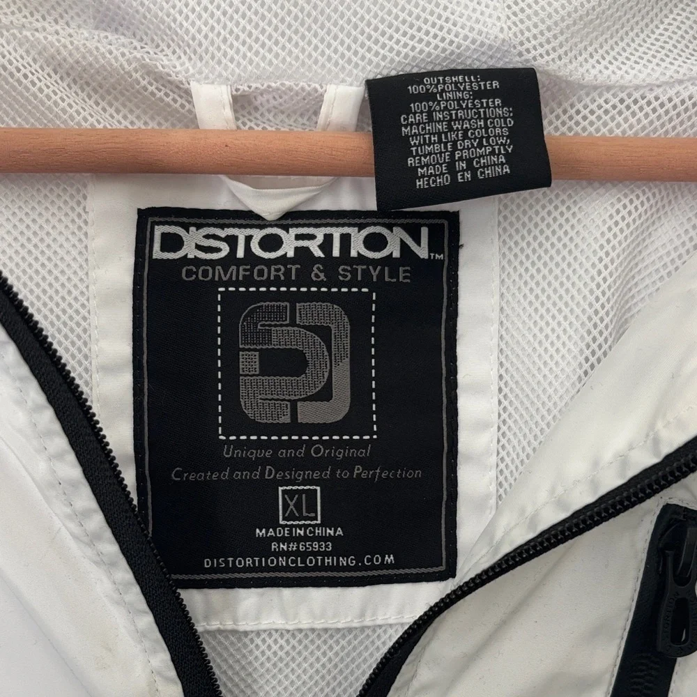 Distortion White and Black Windbreaker Jacket